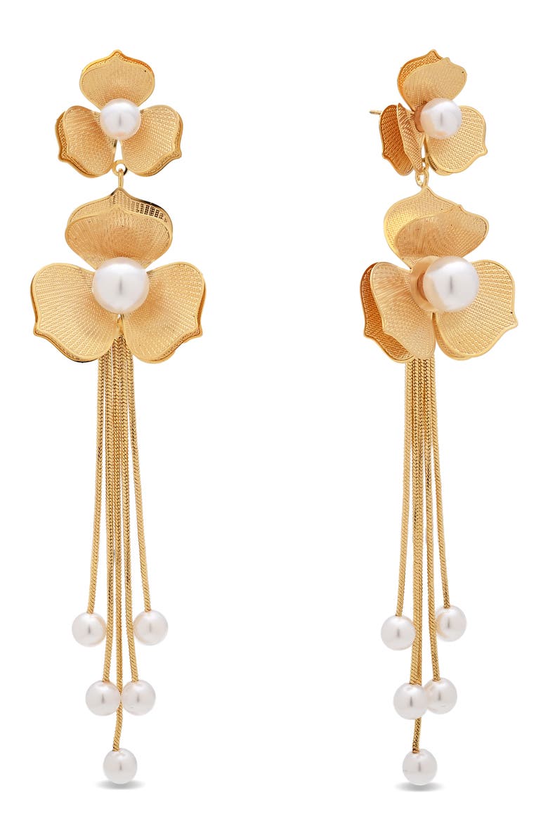 EYE CANDY LOS ANGELES Romina Bloom Statement Earrings, Main, color, Gold