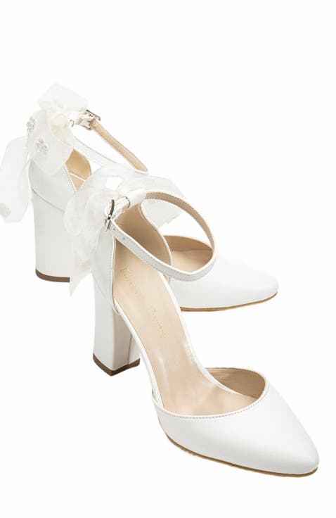 Lilly Bridal Shoes with Lace Back Bow