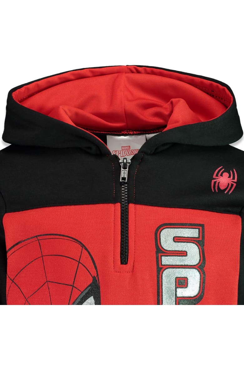 Spider-Man Fleece Quarter-Zip Hoodie, Alternate, color, Spider Man Red Black
