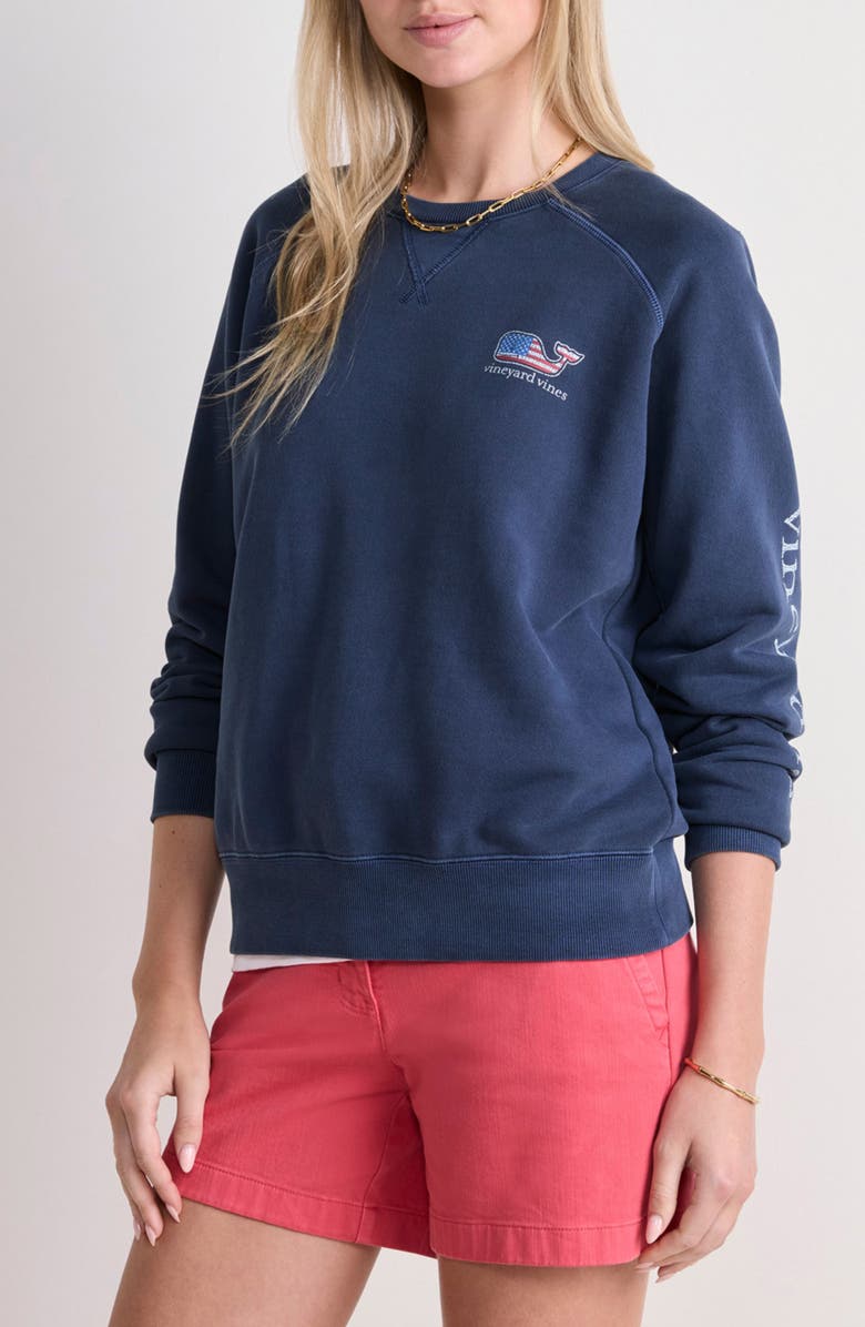 vineyard vines Whale Logo Raglan Terry Sweatshirt, Main, color, 