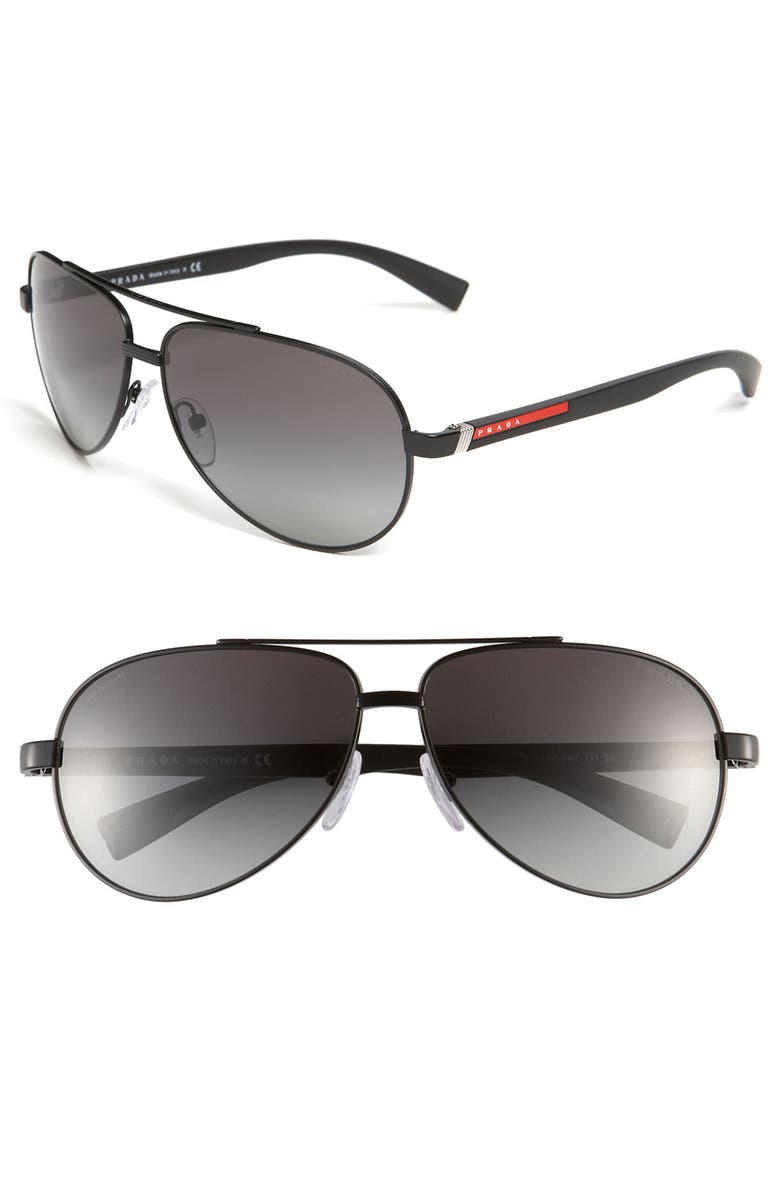 Prada 63mm Aviator Sunglasses, Main, color, 