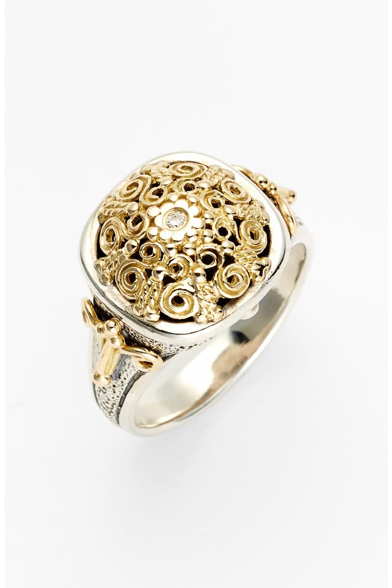 'Classics' Two-Tone Diamond Ring, Main, color, SILVER/ GOLD