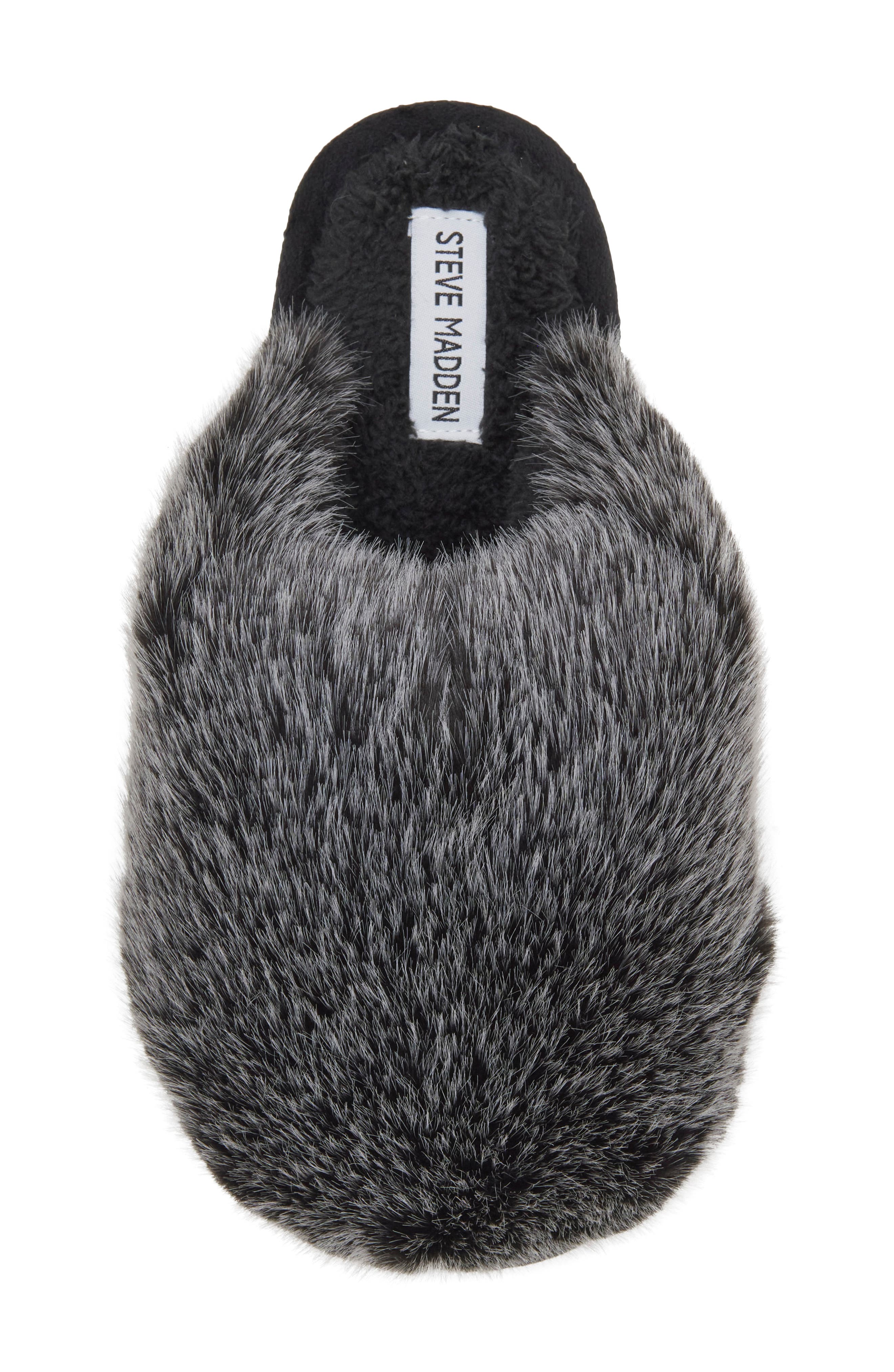 Poofy Faux Fur Scuff Slipper, Alternate, color, GREY