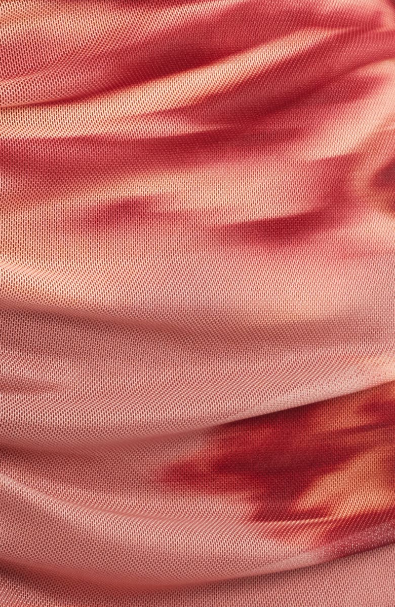 Black Halo Wendy Floral Ruched Long Sleeve Gown, Alternate, color, Neutral Floral