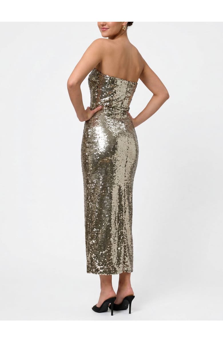 RACHEL Rachel Roy Yuri Strapless Sequin Midi Dress, Alternate, color, Silver