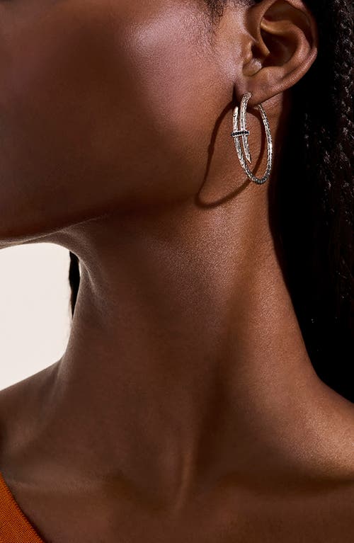 John Hardy Spear Hoop Earrings, Sterling Silver, Sapphires In Brown