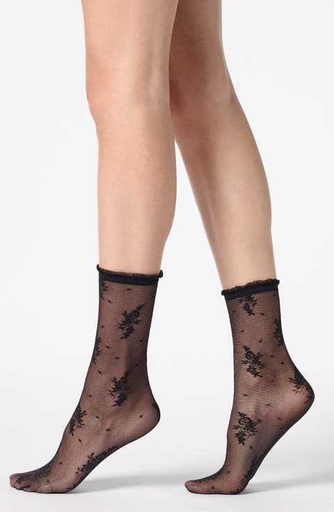 Pretty Lace Sheer Crew Socks