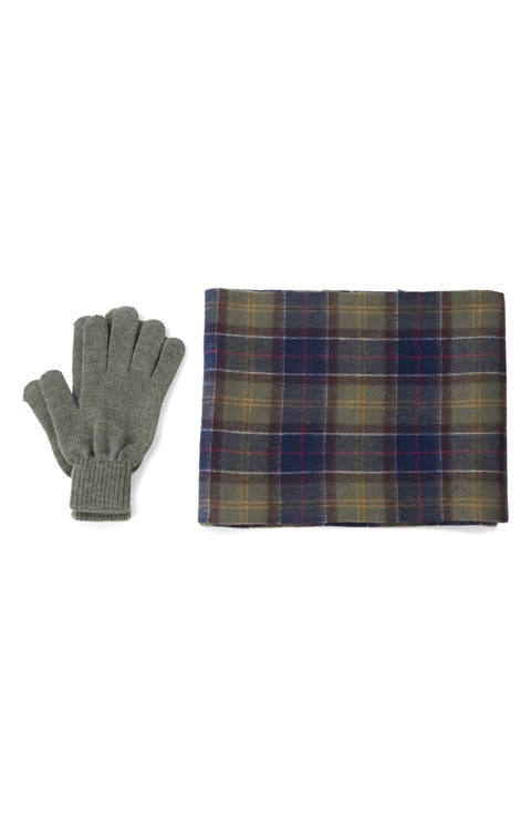 Tartan Wool Scarf & Gloves Set