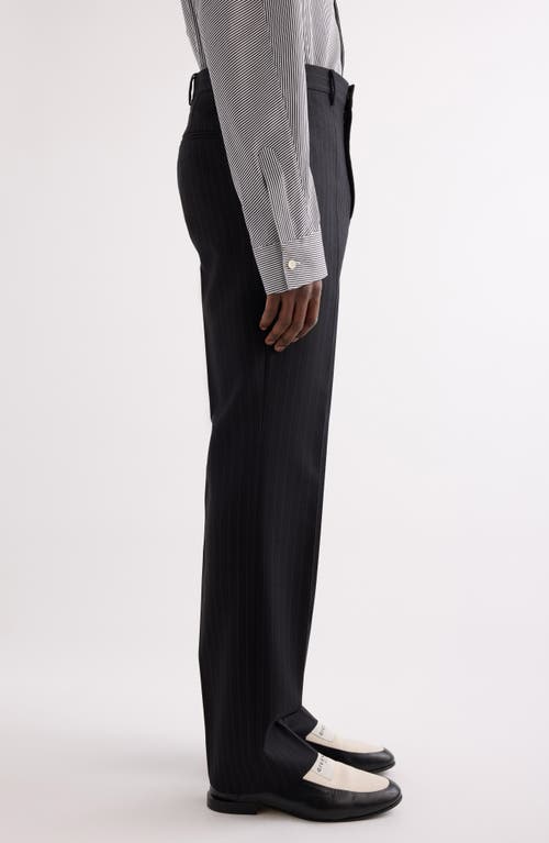 Givenchy Classic Fit Pinstripe Flat Front Wool Suit Pants In Black
