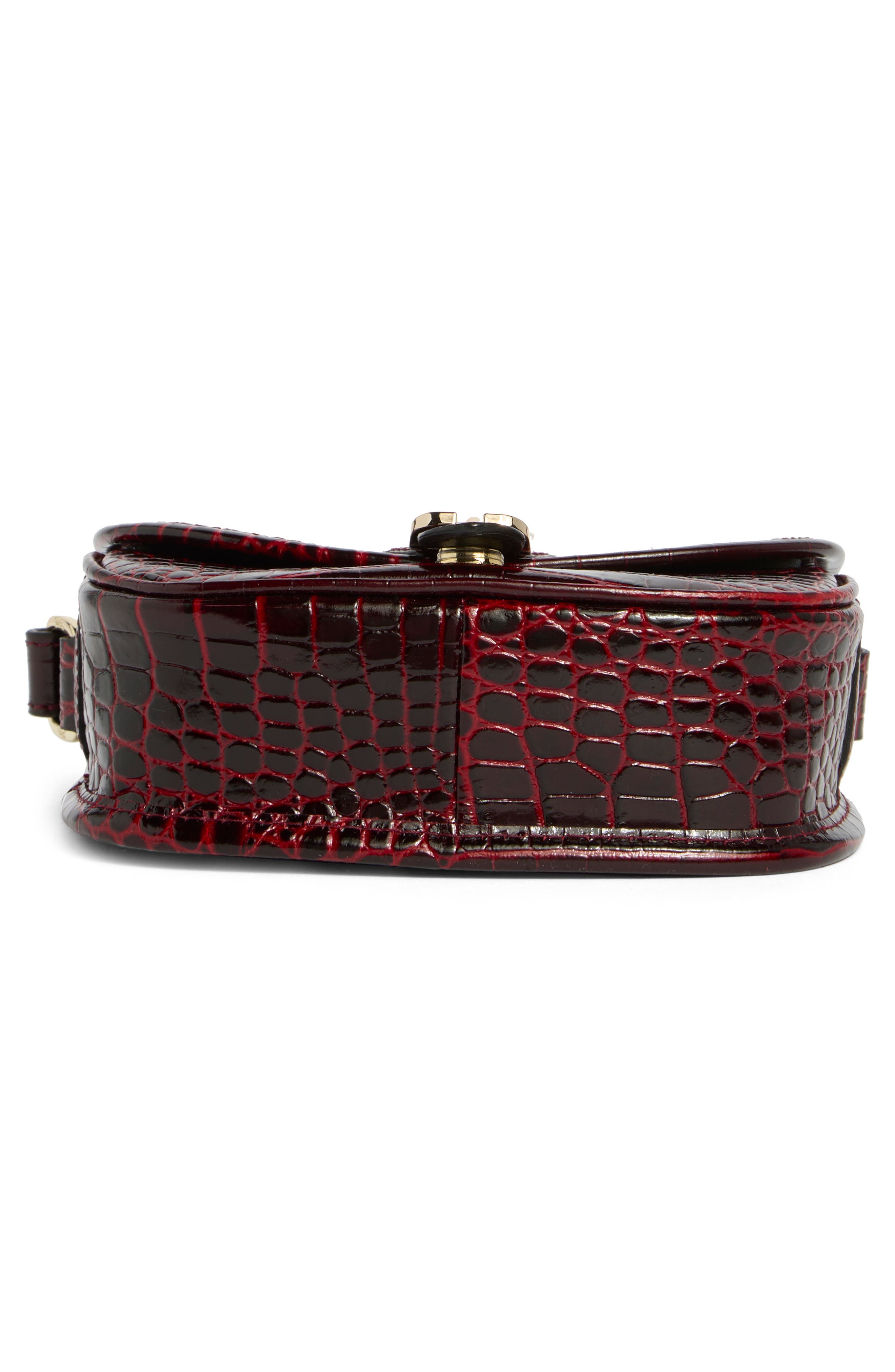 Longchamp Croc Embossed Leather Crossbody Bag, Alternate, color, Burgundy