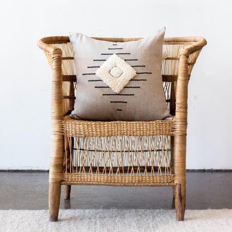 Khanya Throw Pillow in Grey and White - with Insert