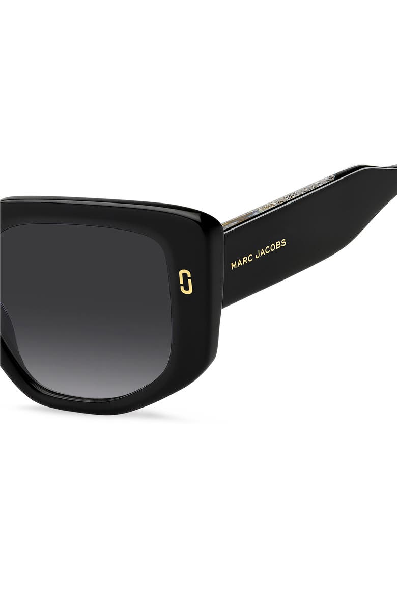 Marc Jacobs 52mm Gradient Square Sunglasses, Alternate, color, Black/ Dark Grey Sf