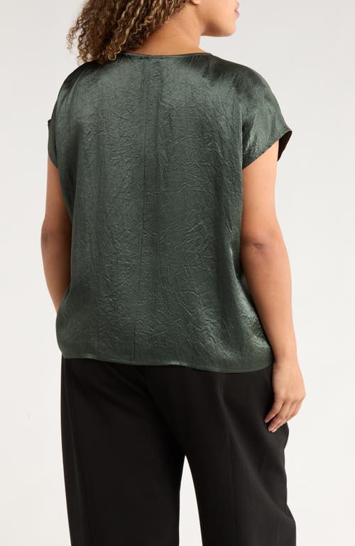 Eileen Fisher V-neck Square Satin Top In Green