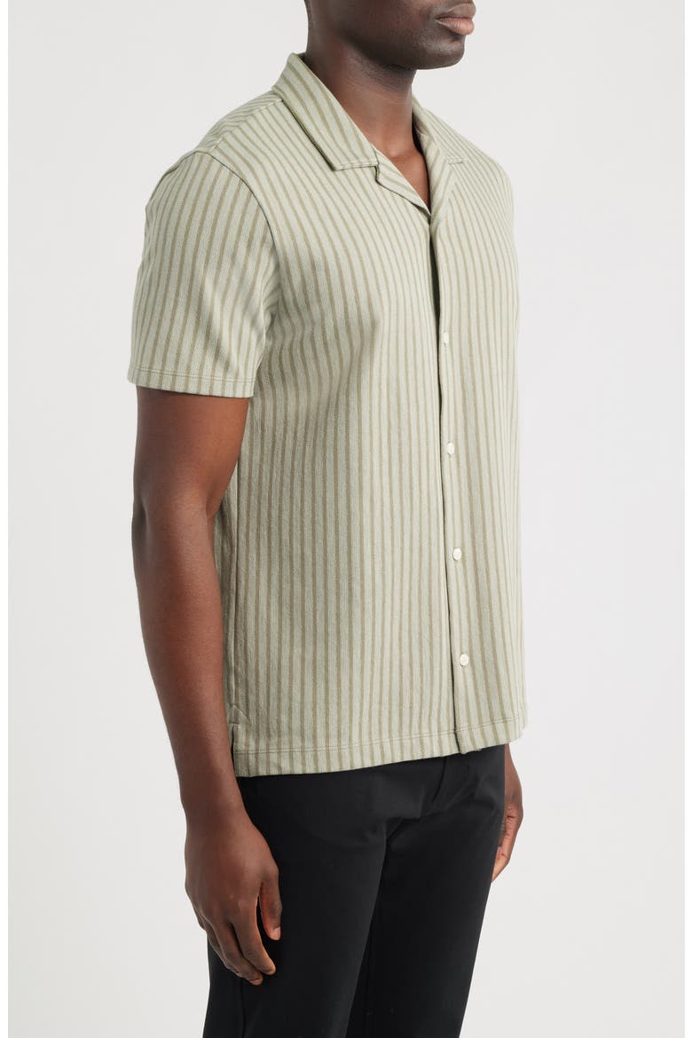 Terra Stripe Cabana Terry Cloth Camp Shirt, Alternate, color, SAGE/ OCEAN GLASS