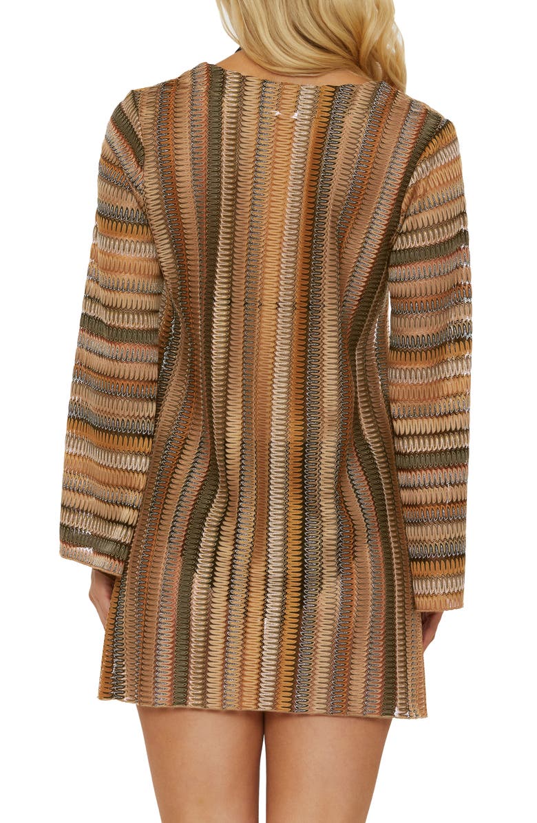 Isabella Rose Syracuse Lace-Up Metallic Swim Cover-Up, Alternate, color, Brown Multi