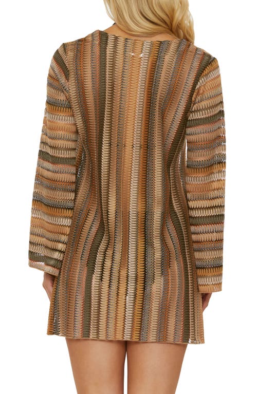 Isabella Rose Syracuse Lace-up Metallic Swim Cover-up In Brown Multi