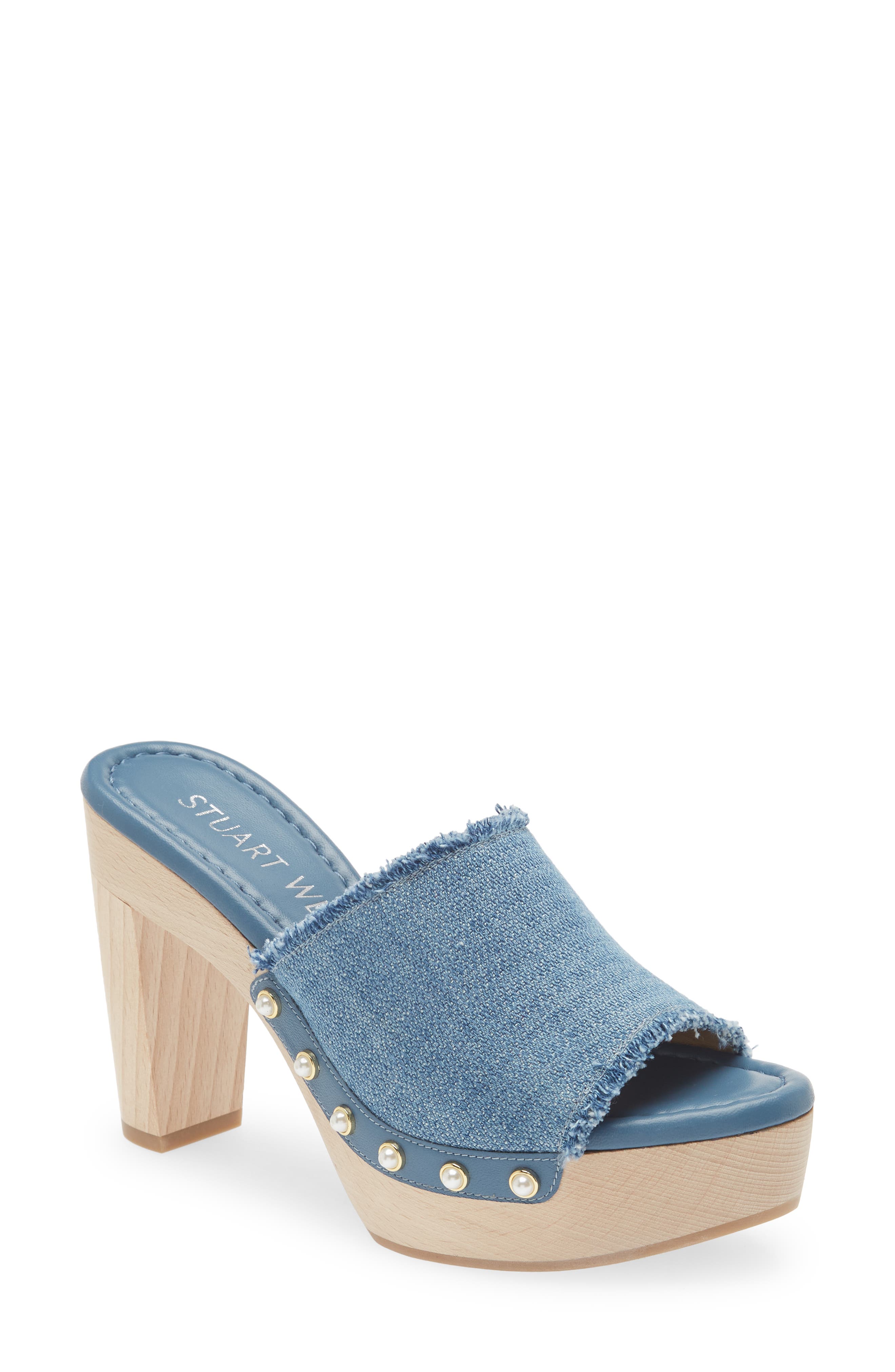 Stuart Weitzman Imitation Pearl Clog Sandal, Main, color, 