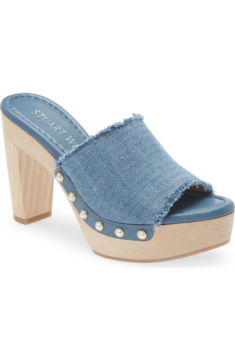 Stuart Weitzman Imitation Pearl Clog Sandal, Main, color,