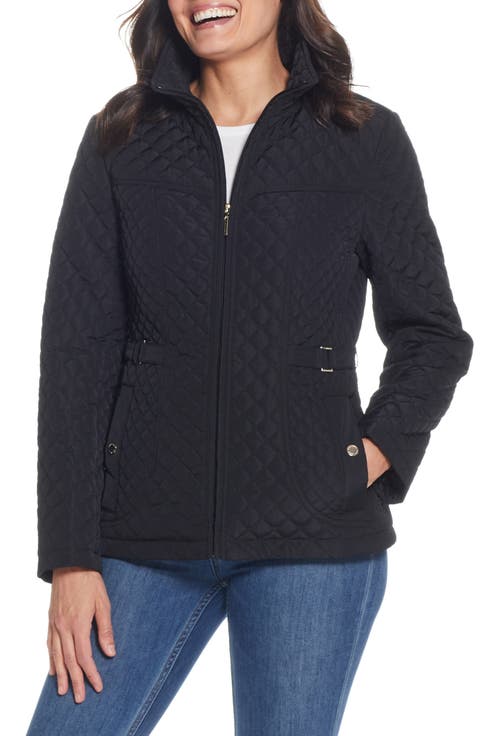 Gallery Quilted Stand Collar Jacket (Regular, Petite & Plus)
