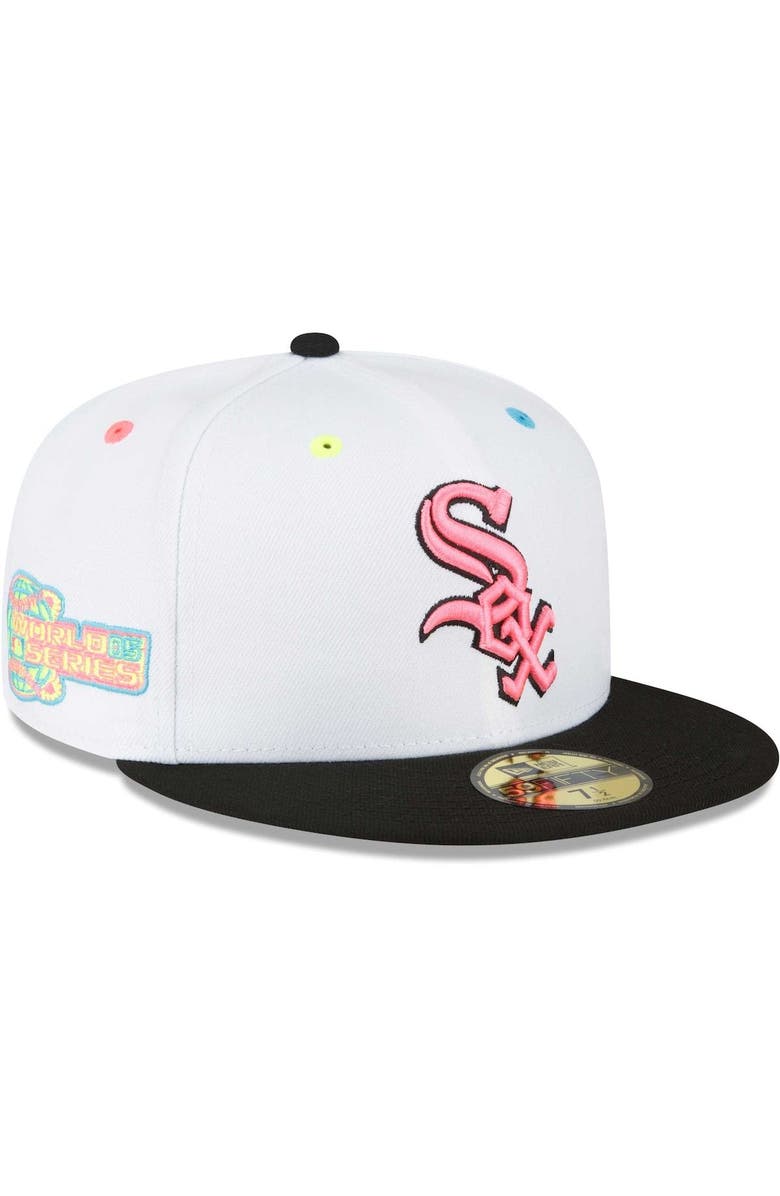 New Era Men's New Era White Chicago White Sox Neon Eye 59FIFTY Fitted Hat, Main, color,