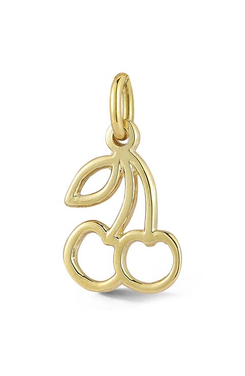 14k Gold Cherry Charm
