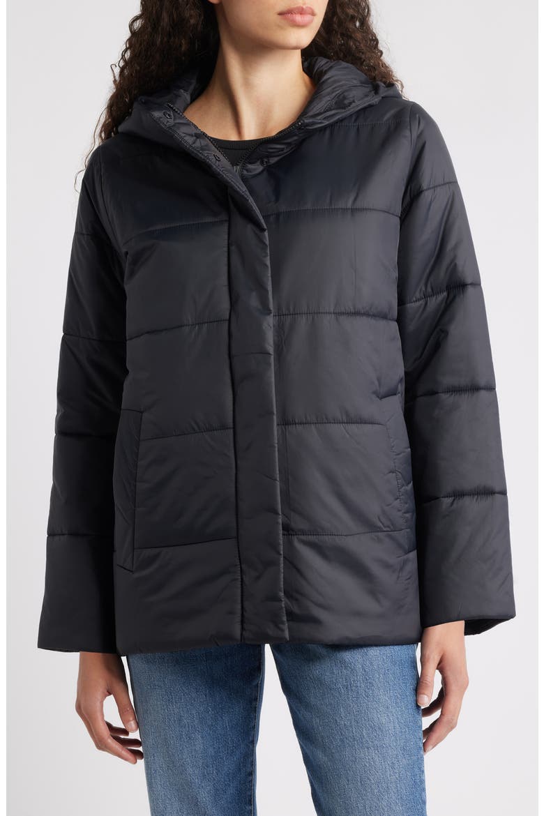 Hooded Puffer Jacket, Alternate, color, BLACK