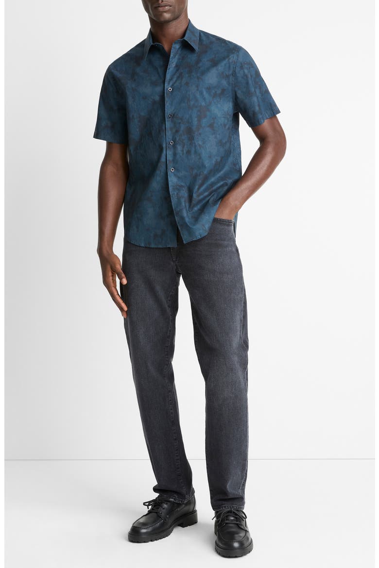 Dye Camo French Placket Short Sleeve Button-Up Shirt, Alternate, color, RAPIDS COMBO