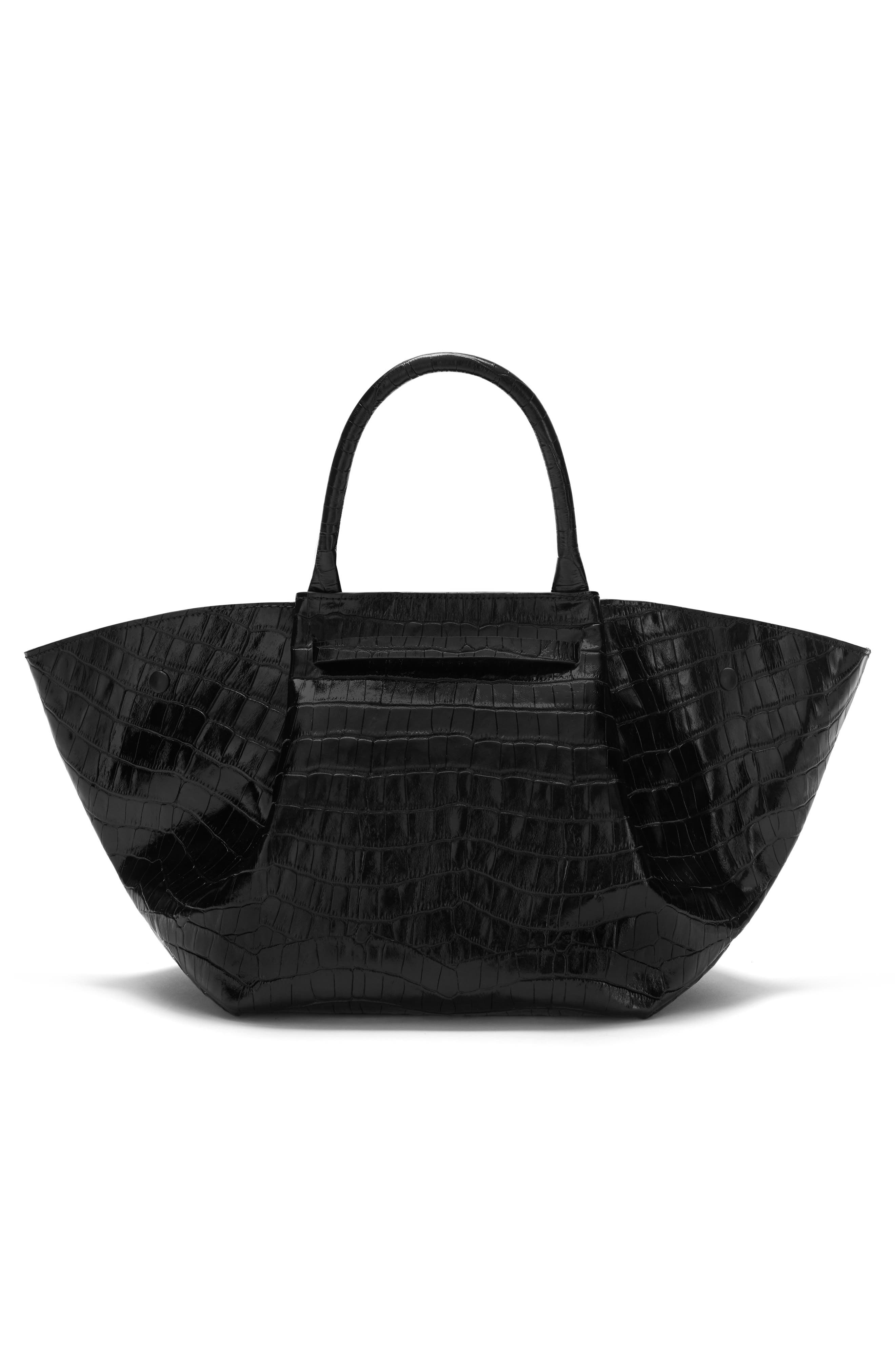 DeMellier New York Leather East/West Midi Tote, Alternate, color, Black Croc Effect