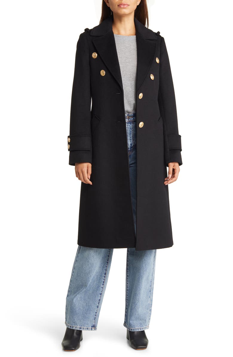 Sam Edelman Crested Button Wool Blend Coat, Alternate, color,
