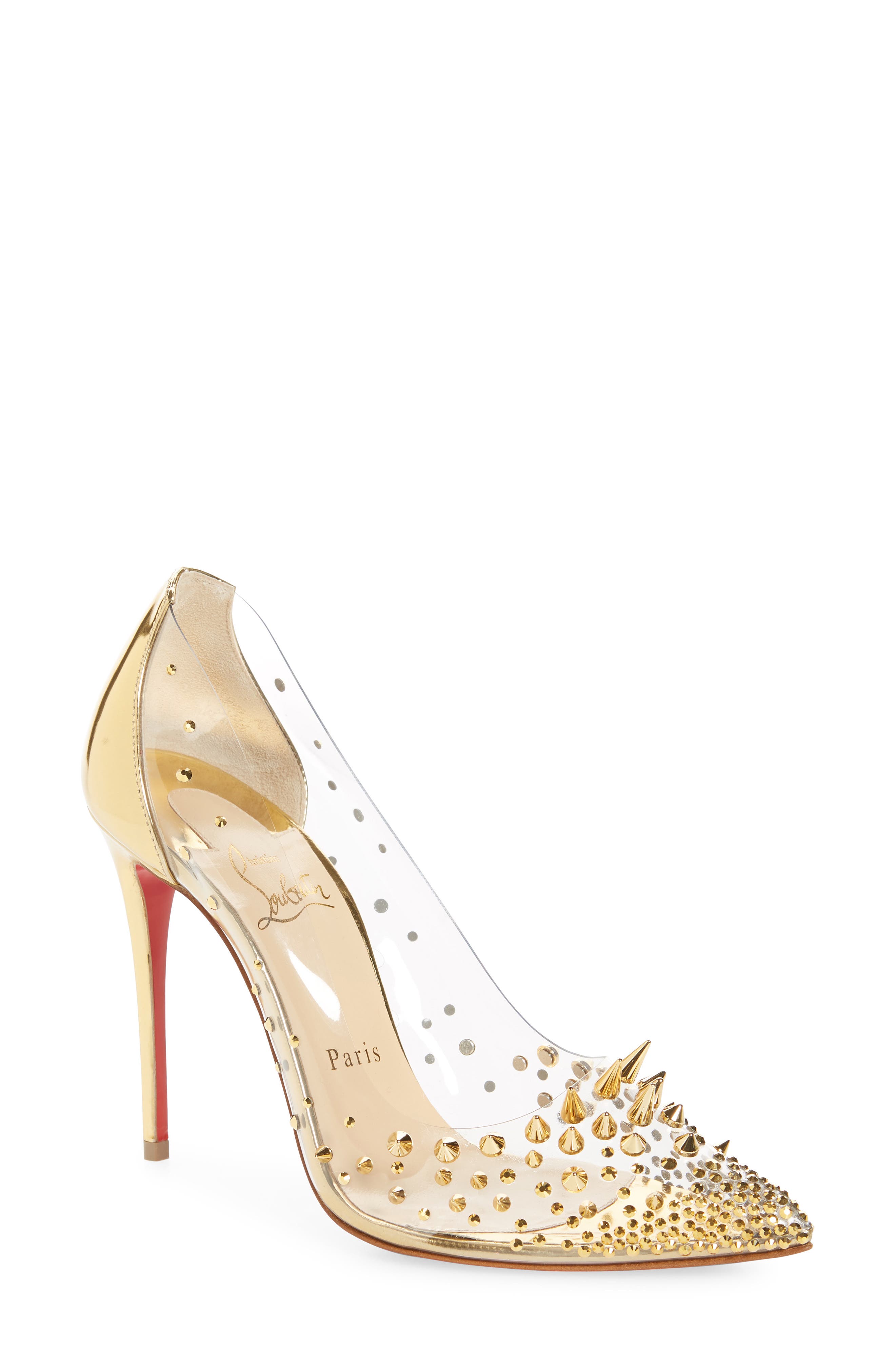 Christian Louboutin Grotika Spike Clear Pump, Main, color, 