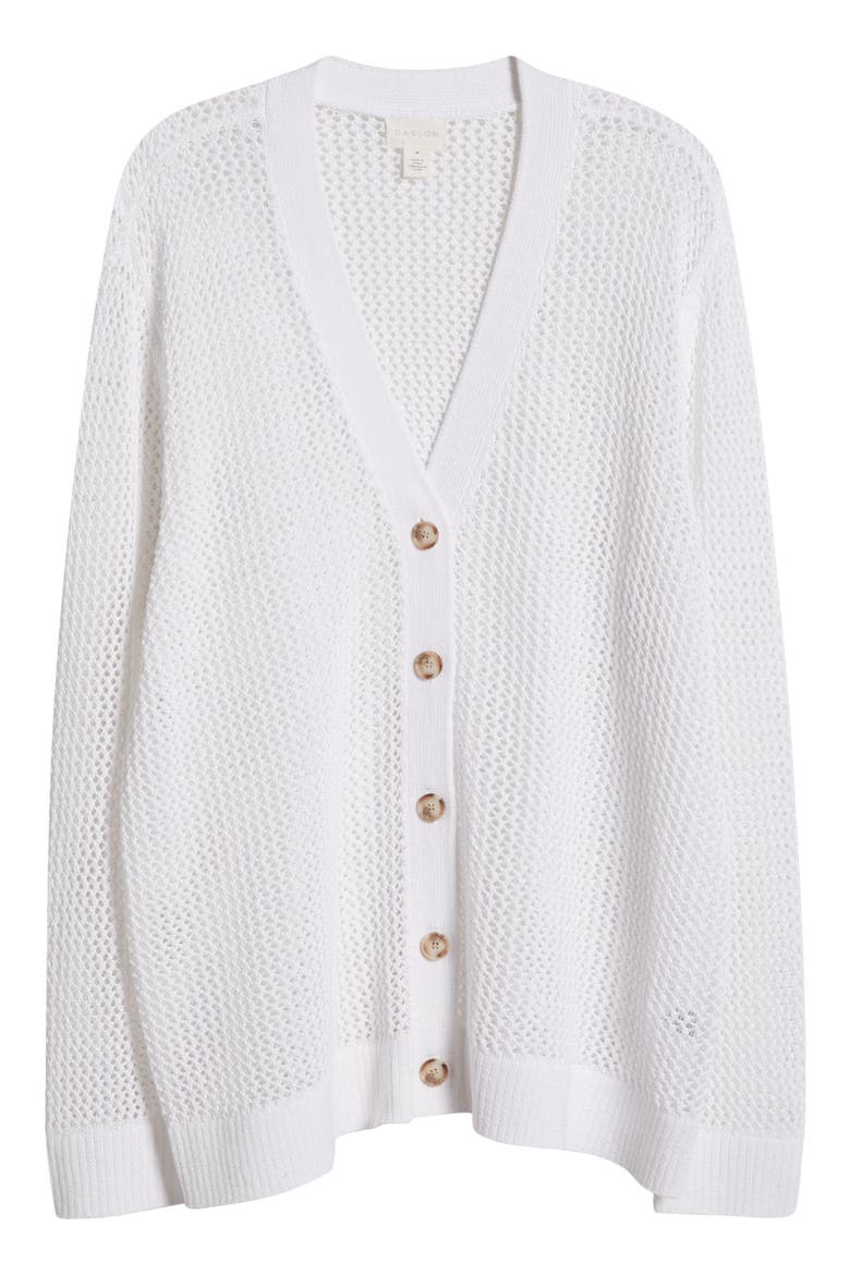 Open Stitch Cotton Cardigan, Alternate, color, WHITE