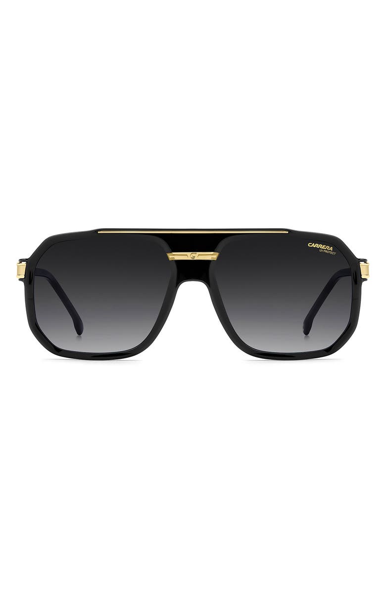 Carrera Eyewear 60mm Rectangular Flat Top Sunglasses, Main, color, Black Gold/ Dark Grey Sf
