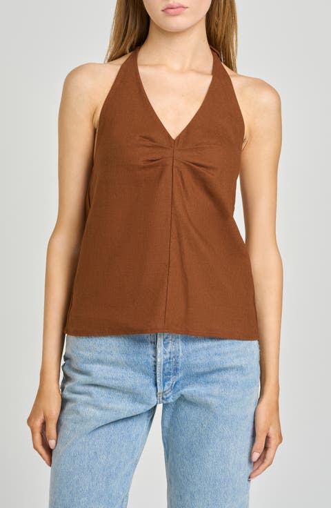 Kaia Linen Blend Halter Top