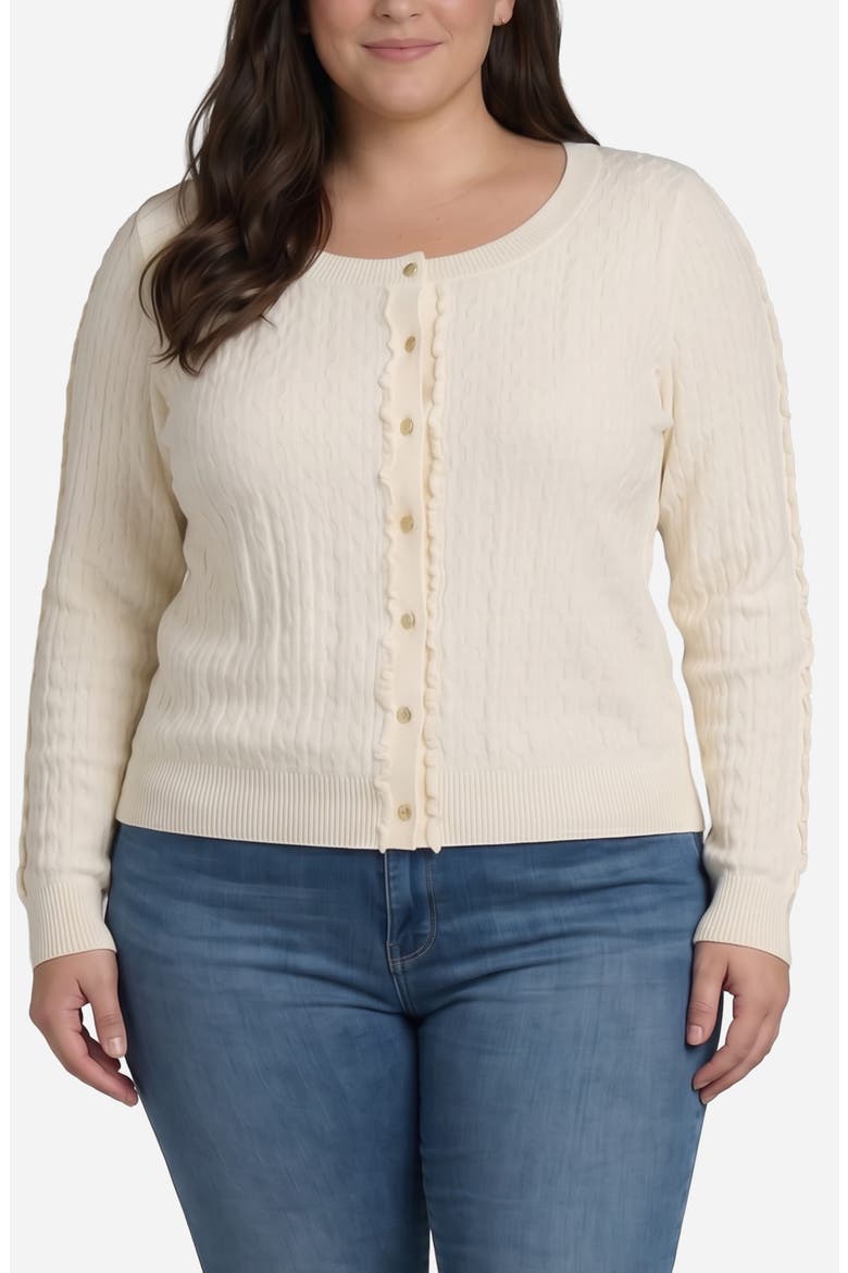 Ruffle Cable Cardigan, Main, color, CREAM