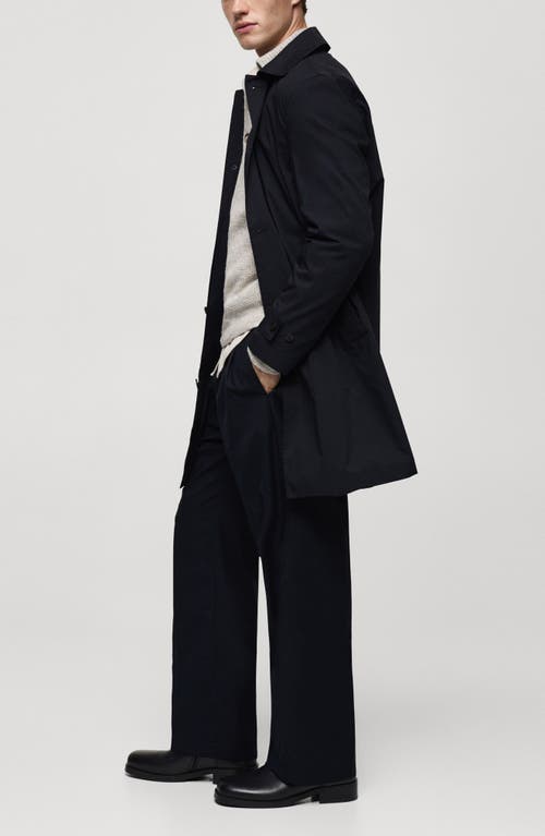 Mango Men's Quilted Water-repellent Trench Coat In Dark Navy