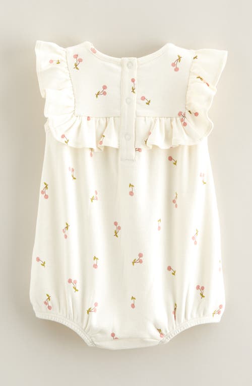 Nordstrom Print Cotton Jersey Ruffle Romper In White