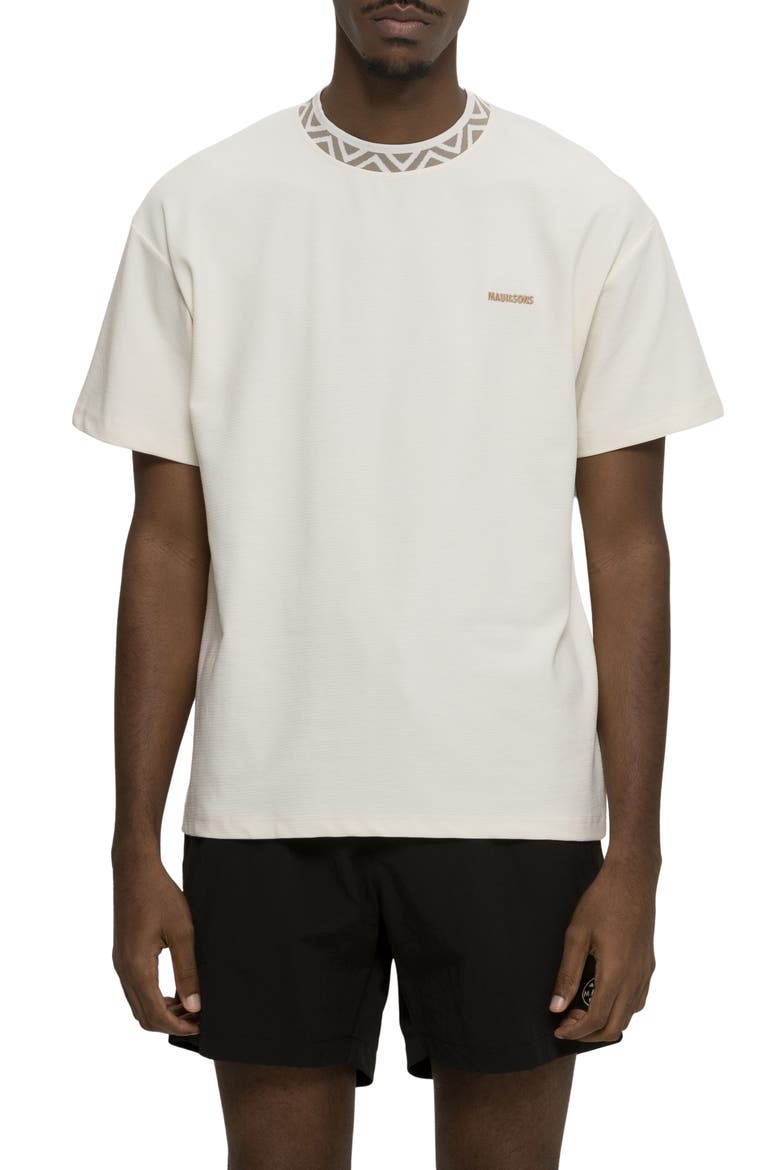 Break Neck Oversize Textured Cotton T-Shirt, Main, color, CREAM