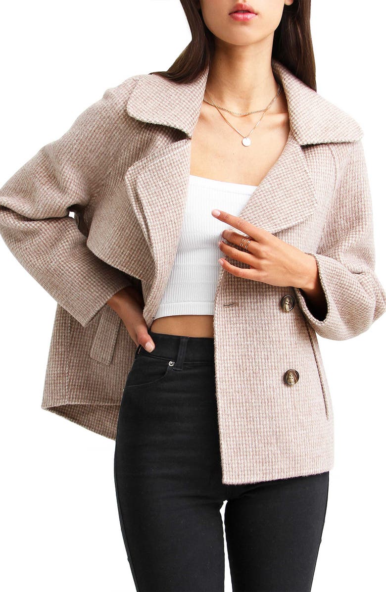 Belle & Bloom I'm Yours Wool Blend Peacoat, Alternate, color, Beige