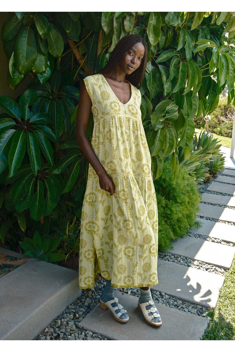 Jules V-neck Belted Tiered Maxi Dress, Alternate, color, Aloe