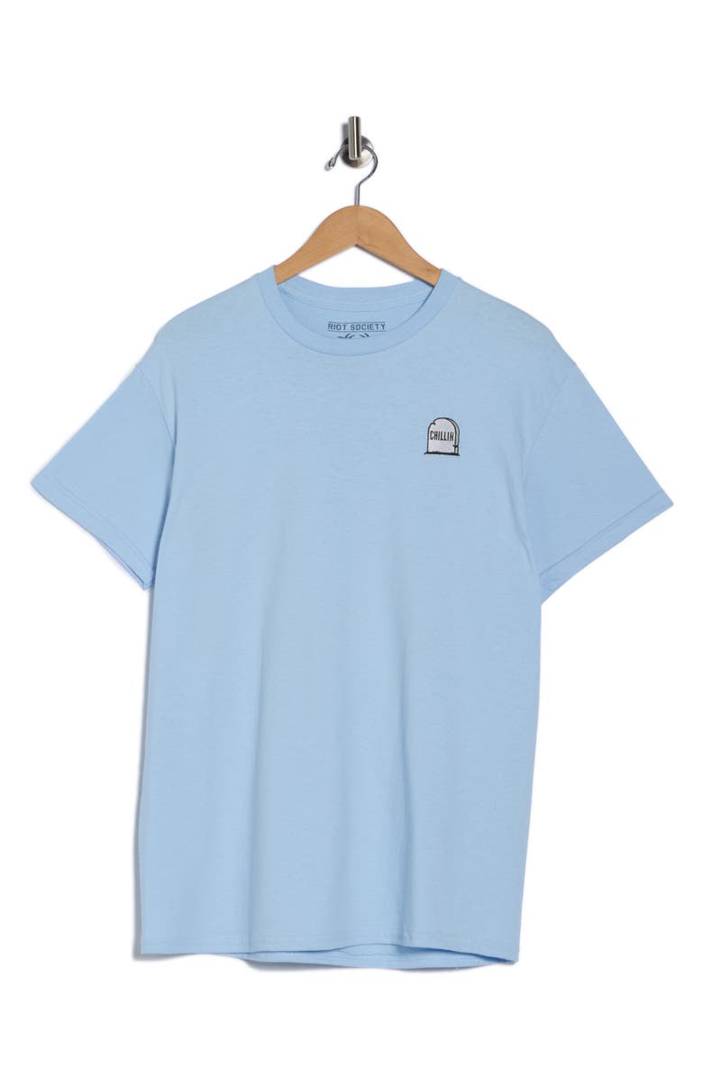 RIOT SOCIETY Grave Chillin' Embroidered T-Shirt, Alternate, color, Light Blue