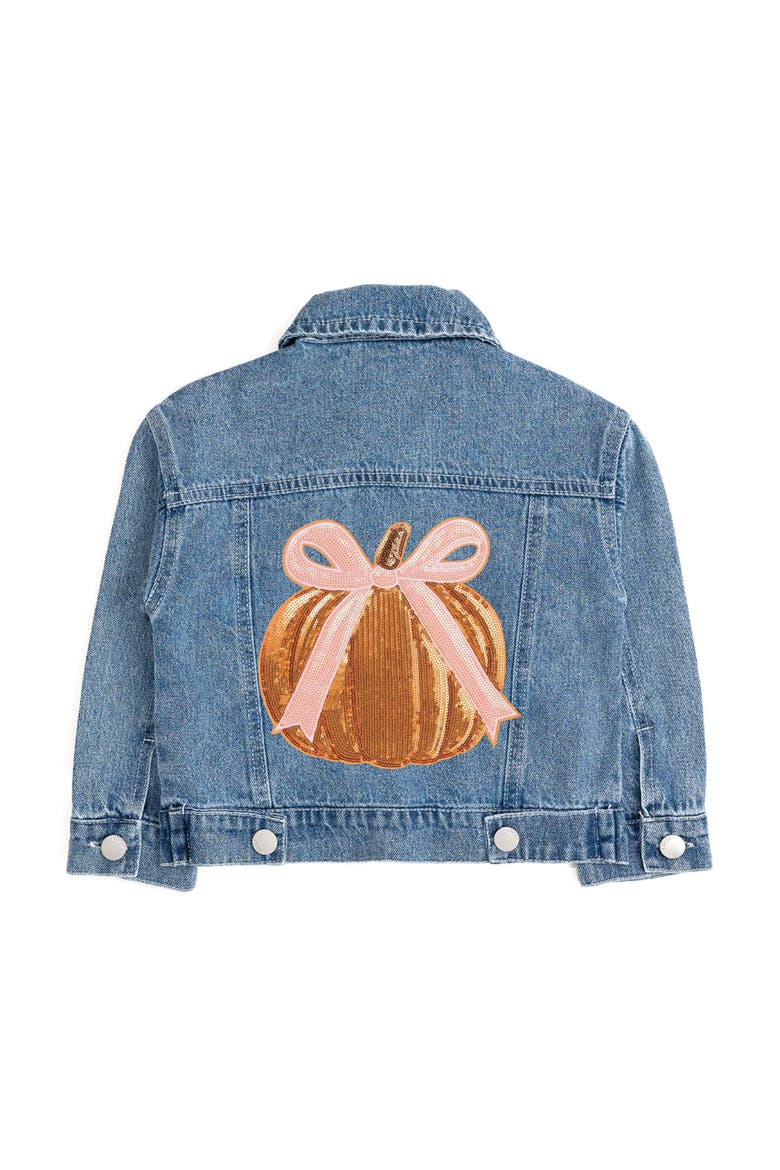 Pumpkin Sequin Patch Denim Jacket, Main, color, Denim