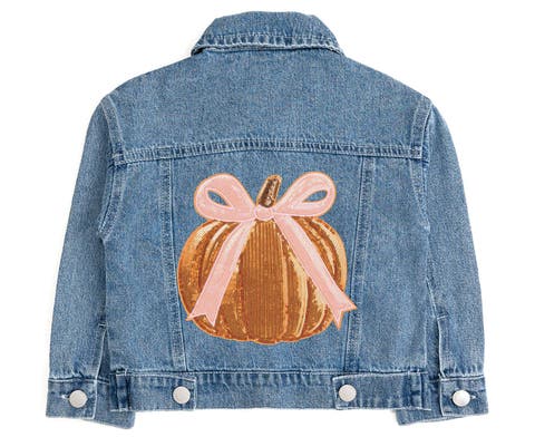 Pumpkin Sequin Patch Denim Jacket