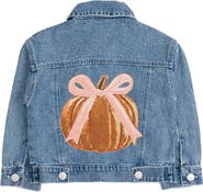 Sweet Wink Pumpkin Sequin Patch Denim Jacket