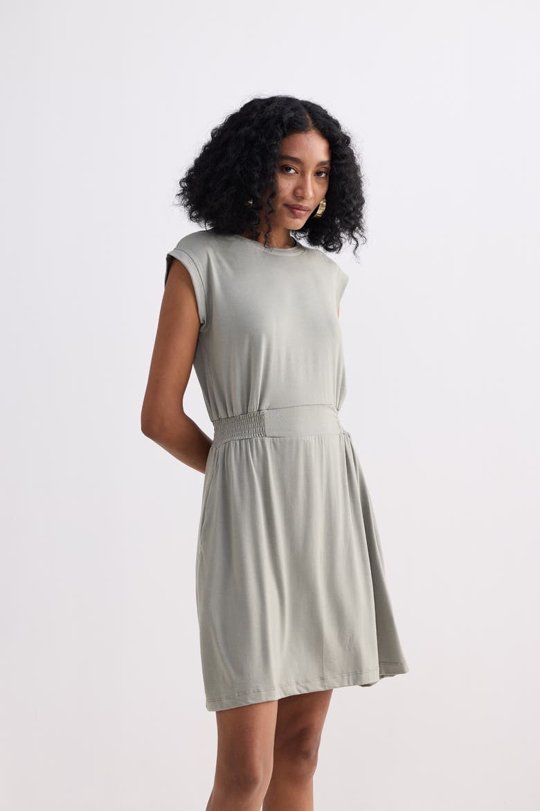 Short Dress With Smocking Side Detail, Alternate, color, Light Olive