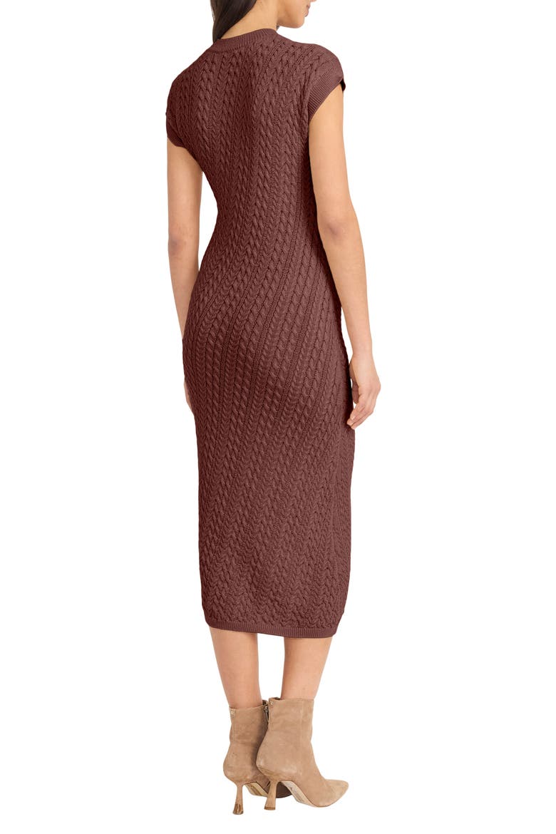 Cap Sleeve Midi Sweater Dress, Alternate, color, BITTER CHOCOLATE