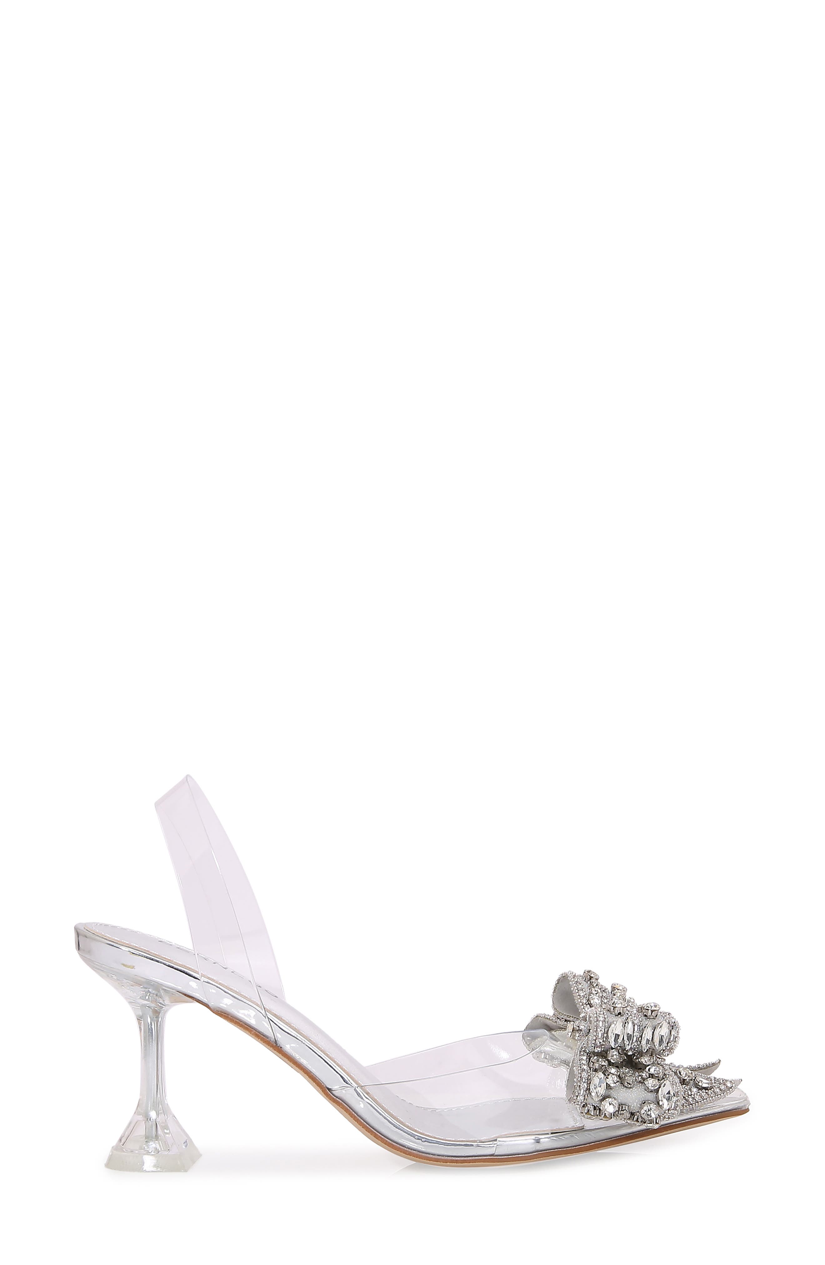 Nina Rhinestone Bow Clear Kitten Heel Pump, Alternate, color, SILVER