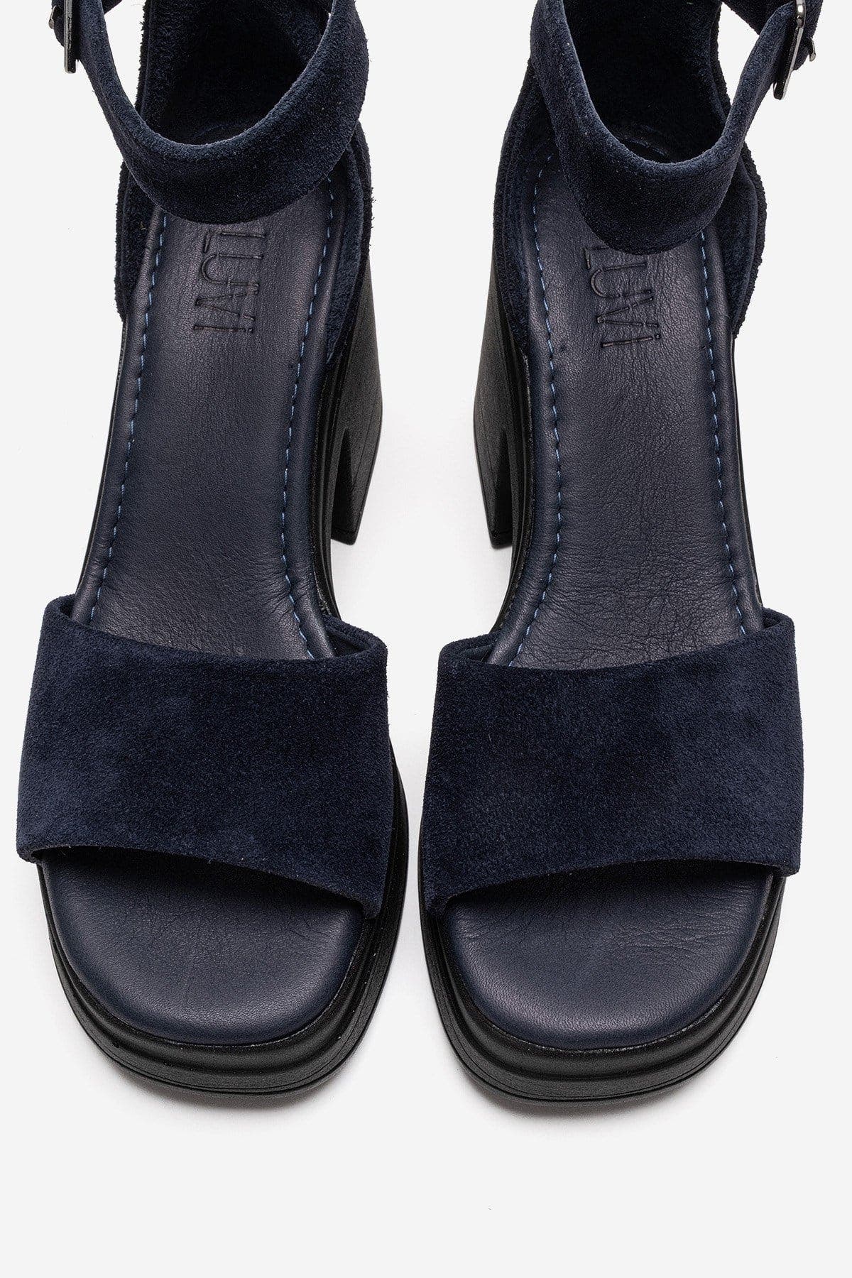 Margot Leather Platform Sandal, Alternate, color, Navy Suede
