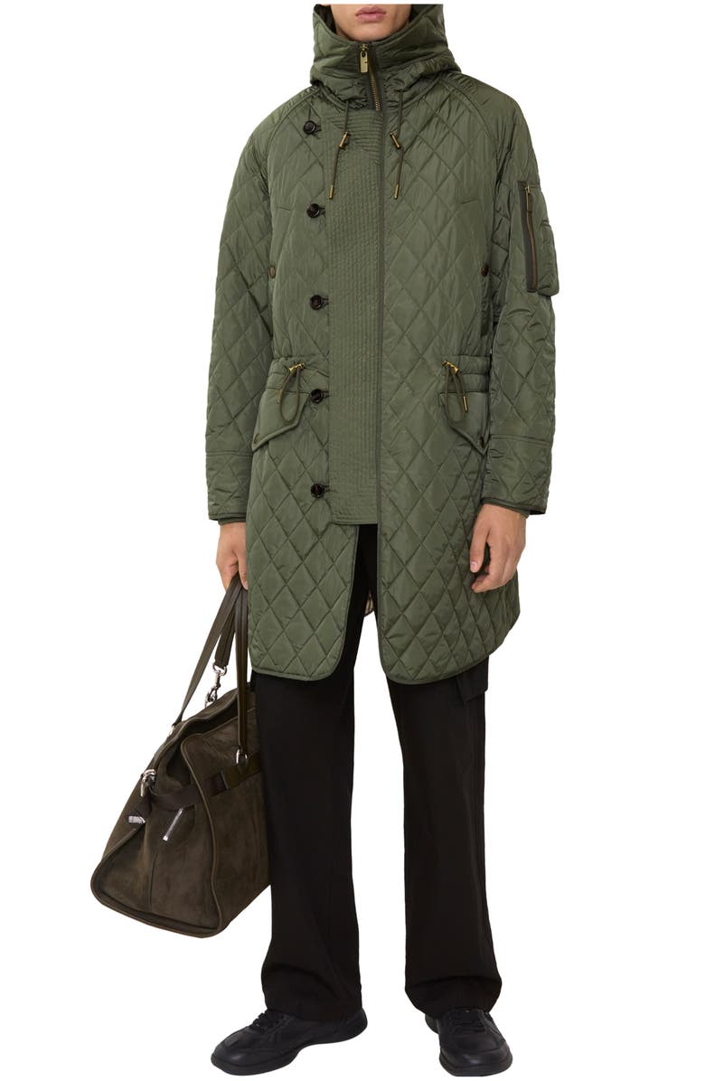 Burberry Reissued Quilted Nylon Parka, Main, color, Khaki Green