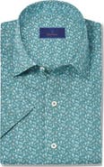 David Donahue Cocktail Print Lyocell Short Sleeve Shirt