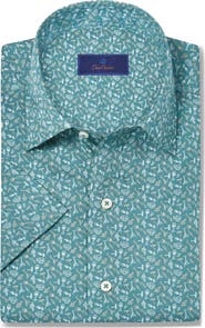 David Donahue Cocktail Print Lyocell Short Sleeve Shirt